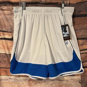 And1 Men's Large White Blue Basketball Shorts NWT Athletic Gym Pockets Sports